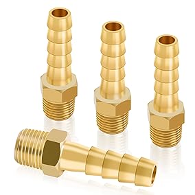 KOOTANS 4pcs Brass Hose Barb Fittings 1/4 Hose Barb to 1/8 NPT Male Thread Air Hose Fittings Brass Quick Coupler Air M Type Adapter Connector Fitting KOOTANS 4pcs Brass Hose Barb Fittings 1/4 Hose Barb to 1/8 NPT Male Thread Air Hose Fittings Brass Quick Coupler Air M Type Adapter Connector Fitting