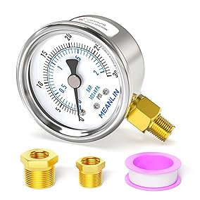 MEANLIN MEASURE 0~30Psi Dry Low Pressure Gauge Stainless Steel 1/8 NPT 2 FACE DIAL Waterproof for Pool Sand Filter Water Oil Air Pressure Test Lower Mount, with 1/4 NPT and 3/8 NPT Hex Bushing MEANLIN MEASURE 0~30Psi Dry Low Pressure Gauge Stainless Steel 1/8 NPT 2 FACE DIAL Waterproof for Pool Sand Filter Water Oil Air Pressure Test Lower Mount, with 1/4 NPT and 3/8 NPT Hex Bushing